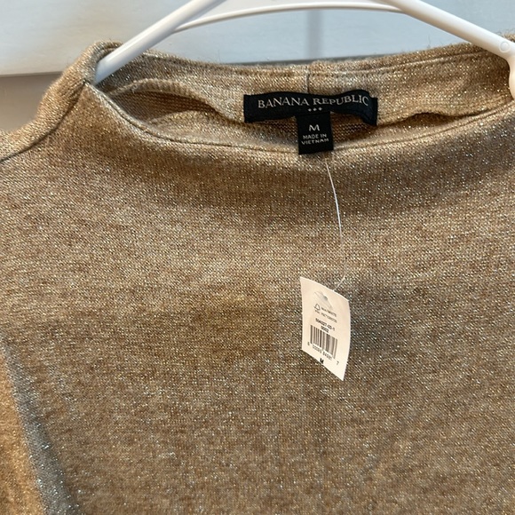 Banana Republic Lurex Mock Neck Gold Top - Picture 3 of 3